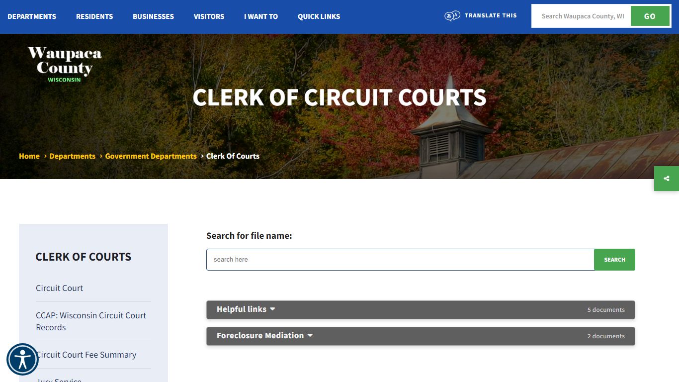 Clerk of Circuit Courts - Waupaca County, Wisconsin