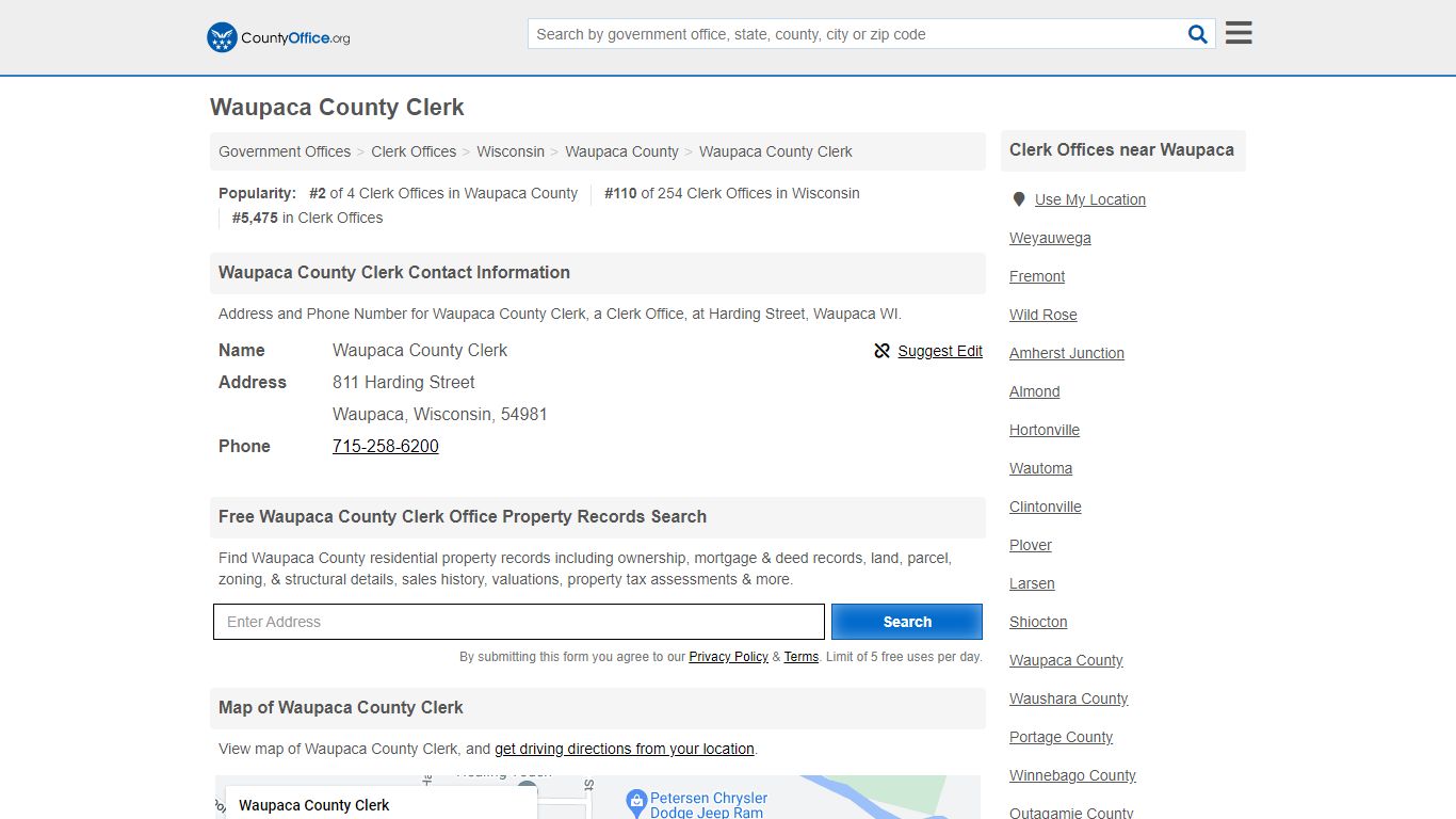 Waupaca County Clerk - Waupaca, WI (Address and Phone)